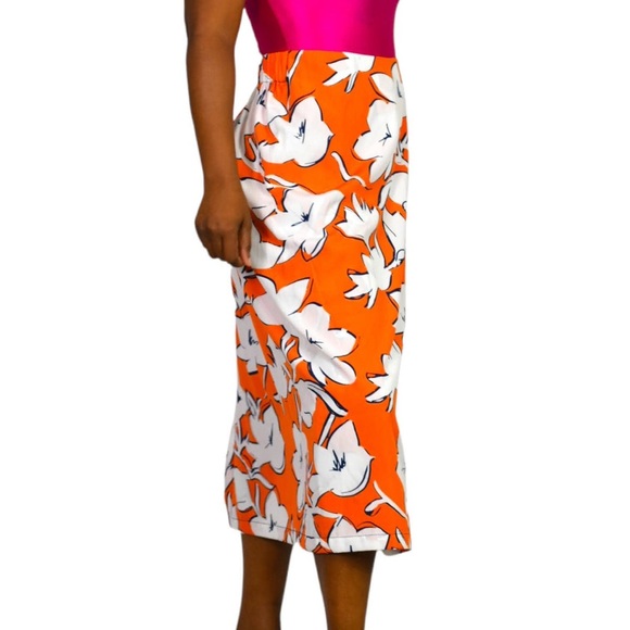 ZARA Trafaluc Orange/White Floral Print Wrap Skort Pants size Medium EUC - Picture 3 of 12